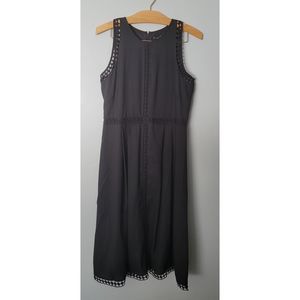 Ann Taylor Sleeveless Black Laser Cut Midi Dress Size 4